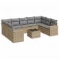 Preview: 10-tlg. Garten-Sofagarnitur mit Kissen Beige Poly Rattan