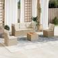 Preview: ARDEBO.de - 6-tlg. Garten-Sofagarnitur mit Kissen Beige Poly Rattan