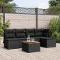 Preview: ARDEBO.de - 6-tlg. Garten-Sofagarnitur mit Kissen Schwarz Poly Rattan