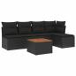 Preview: 6-tlg. Garten-Sofagarnitur mit Kissen Schwarz Poly Rattan