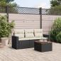 Preview: ARDEBO.de - 4-tlg. Garten-Sofagarnitur mit Kissen Schwarz Poly Rattan