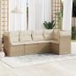 Preview: ARDEBO.de - 5-tlg. Garten-Sofagarnitur mit Kissen Beige Poly Rattan