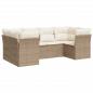 Preview: 6-tlg. Garten-Sofagarnitur mit Kissen Beige Poly Rattan