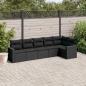 Preview: ARDEBO.de - 6-tlg. Garten-Sofagarnitur mit Kissen Schwarz Poly Rattan