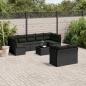 Preview: ARDEBO.de - 10-tlg. Garten-Sofagarnitur mit Kissen Schwarz Poly Rattan