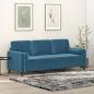 Preview: ARDEBO.de - 3-Sitzer-Sofa mit Zierkissen Blau 180 cm Samt