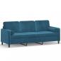 Preview: 3-Sitzer-Sofa mit Zierkissen Blau 180 cm Samt