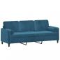 Preview: 3-Sitzer-Sofa mit Zierkissen Blau 180 cm Samt