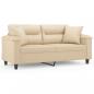 Preview: 2-Sitzer-Sofa mit Kissen Creme 140 cm Mikrofasergewebe