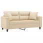 Preview: 2-Sitzer-Sofa mit Kissen Creme 140 cm Mikrofasergewebe