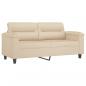 Preview: 2-Sitzer-Sofa mit Kissen Creme 140 cm Mikrofasergewebe