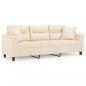 Preview: 3-Sitzer-Sofa mit Kissen Beige 180 cm Mikrofasergewebe