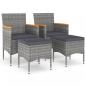 Preview: 4-tlg. Gartenstuhl und Hocker Set Poly Rattan Grau