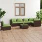 Preview: ARDEBO.de - 7-tlg. Garten-Lounge-Set mit Kissen Poly Rattan Braun