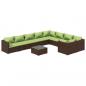 Preview: 10-tlg. Garten-Lounge-Set mit Kissen Poly Rattan Braun