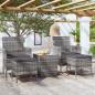 Preview: ARDEBO.de - 5-tlg. Garten-Bistro-Set Poly Rattan und Hartglas Grau 