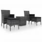 Preview: 5-tlg. Garten-Bistro-Set Poly Rattan und Hartglas Grau 