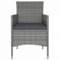 Preview: 5-tlg. Garten-Bistro-Set Poly Rattan und Hartglas Grau 