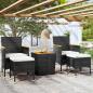 Preview: ARDEBO.de - 5-tlg. Garten-Bistro-Set Poly Rattan Massivholz Akazie Schwarz