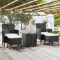 Preview: ARDEBO.de - 5-tlg. Garten-Bistro-Set Poly Rattan und Hartglas Schwarz 