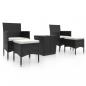 Preview: 5-tlg. Garten-Bistro-Set Poly Rattan und Hartglas Schwarz 