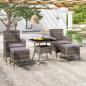 Preview: ARDEBO.de - 5-tlg. Garten-Essgruppe Poly Rattan und Hartglas Grau