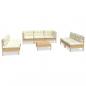 Preview: 8-tlg. Garten-Lounge-Set mit Creme Kissen Massivholz Kiefer