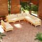 Preview: ARDEBO.de - 9-tlg. Garten-Lounge-Set mit Creme Kissen Massivholz Kiefer