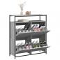 Preview: Schuhschrank mit 4 Klappen Grau Sonoma 100x34x112 cm