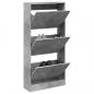 Preview: ARDEBO.de - Schuhschrank Betongrau 60x21x125,5 cm Holzwerkstoff