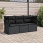 Preview: ARDEBO.de - 3-tlg. Garten-Sofagarnitur mit Kissen Schwarz Poly Rattan