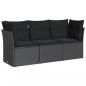 Preview: 3-tlg. Garten-Sofagarnitur mit Kissen Schwarz Poly Rattan