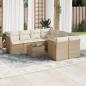 Preview: ARDEBO.de - 9-tlg. Garten-Sofagarnitur mit Kissen Beige Poly Rattan