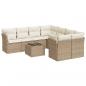 Preview: 9-tlg. Garten-Sofagarnitur mit Kissen Beige Poly Rattan