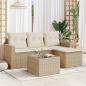 Preview: ARDEBO.de - 5-tlg. Garten-Sofagarnitur mit Kissen Beige Poly Rattan