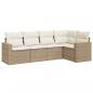 Preview: 5-tlg. Garten-Sofagarnitur mit Kissen Beige Poly Rattan