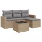 Preview: 5-tlg. Garten-Sofagarnitur mit Kissen Beige Poly Rattan