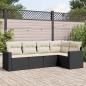 Preview: ARDEBO.de - 5-tlg. Garten-Sofagarnitur mit Kissen Schwarz Poly Rattan