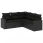 Preview: 5-tlg. Garten-Sofagarnitur mit Kissen Schwarz Poly Rattan