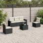 Preview: ARDEBO.de - 6-tlg. Garten-Sofagarnitur mit Kissen Schwarz Poly Rattan