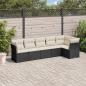 Preview: ARDEBO.de - 6-tlg. Garten-Sofagarnitur mit Kissen Schwarz Poly Rattan