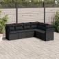 Preview: ARDEBO.de - 6-tlg. Garten-Sofagarnitur mit Kissen Schwarz Poly Rattan