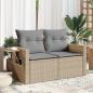 Preview: ARDEBO.de - Gartensofa mit Kissen 2-Sitzer Beige Poly Rattan