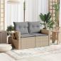 Preview: Gartensofa mit Kissen 2-Sitzer Beige Poly Rattan