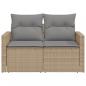 Preview: Gartensofa mit Kissen 2-Sitzer Beige Poly Rattan