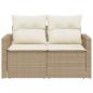 Preview: Gartensofa mit Kissen 2-Sitzer Beige Poly Rattan