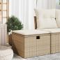 Preview: ARDEBO.de - Gartenhocker mit Kissen Beige 55x55x37 cm Poly Rattan