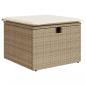 Preview: Gartenhocker mit Kissen Beige 55x55x37 cm Poly Rattan