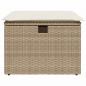 Preview: Gartenhocker mit Kissen Beige 55x55x37 cm Poly Rattan