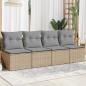 Preview: ARDEBO.de - Gartensofa mit Kissen 4-Sitzer Beige Poly Rattan